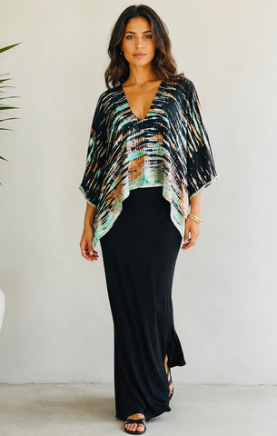 Tie Dye Cropped Silk Top - Forest