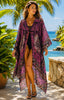 Long High Low Open Front Silk Kaftan -