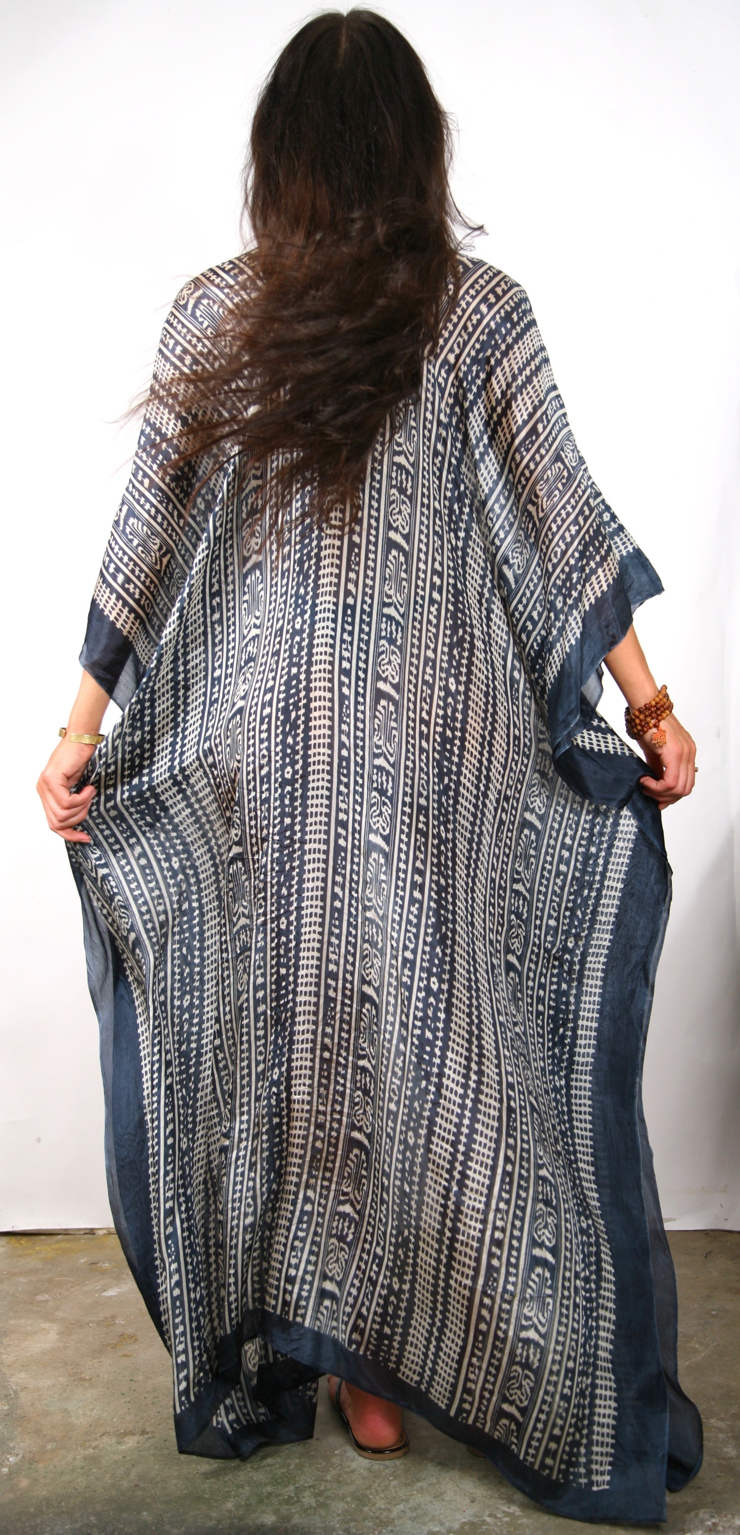 Floor Long Open Front Silk Kaftan Floor Long Open Front Silk Kaftan