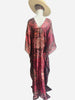 Floor Long Open Front Silk Kaftan - Plum Batik