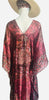 Floor Long Open Front Silk Kaftan - Plum Batik