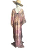 Floor Long Open Front Silk Kaftan - Lavender Batik