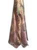 Floor Long Open Front Silk Kaftan - Lavender Batik
