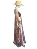 Floor Long Open Front Silk Kaftan - Lavender Batik