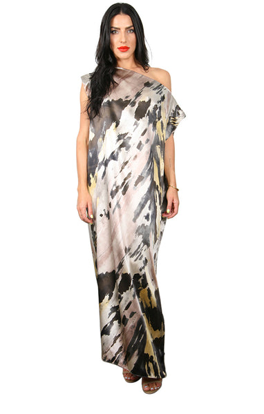 Painterly - Silk Boatneck Dress