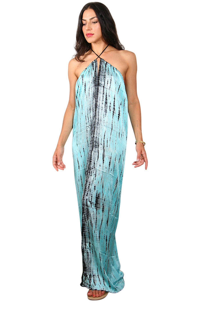 Tie Dye Silk Vacation Dress - Turq Tie Dye Silk Vacation Dress - Turq