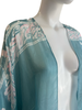 Mid Length Open Front Kaftan - Aqua Peacock