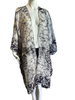Mid Length Open Front Kaftan - White Batik