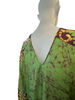 Long High Low Open Front Silk Kaftan - Green Batik