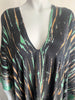 Long Silk V-neck Kaftan - Forest Tie Dye