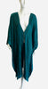 3/4 Length Silk Maxi Kaftan - Emerald Ikat
