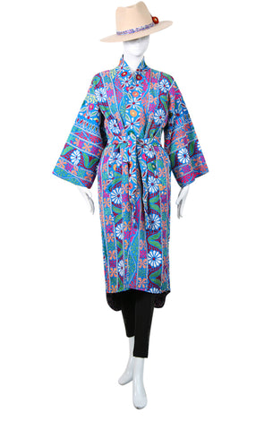 Embroidered Gypset Coat - Teal Multi