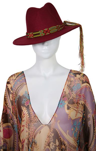 Fedora Custom Hat - Burgundy