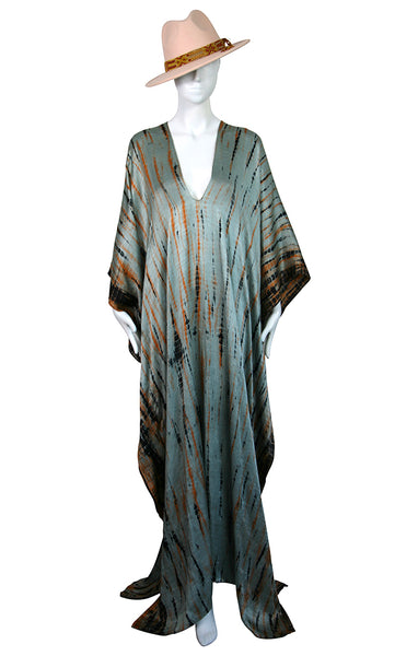 Long Silk Kaftan - Handmade Tie Dye