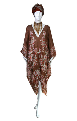 V-Neck Silk Cover Up - Peacock