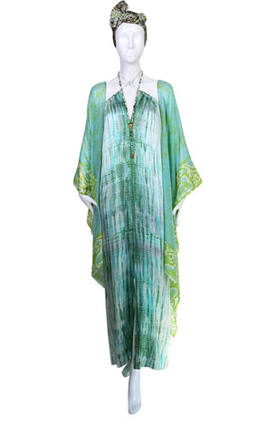Long Tie Dye Silk Vacation Dress