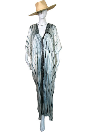Long Silk Slit Kaftan - Handmade Tie Dye