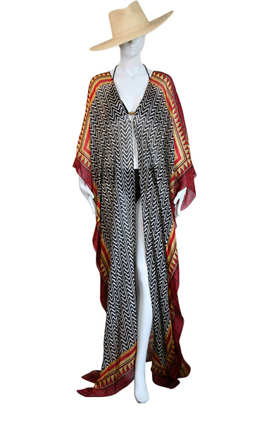 Floor Long Open Front Silk Kaftan