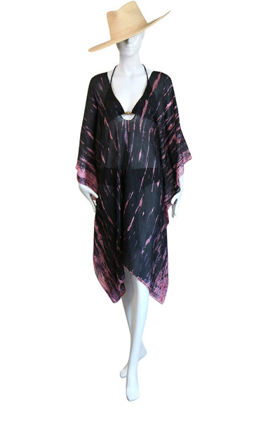Knee Length Open Front Kaftan - Tie Dye