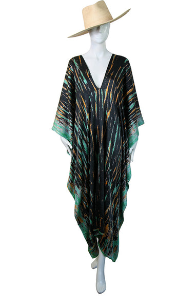 3/4 Long Silk Charmeuse V-Neck Kaftan