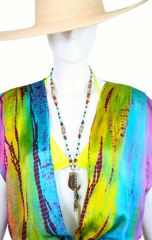 Beaded Necklace With Horn Pendant