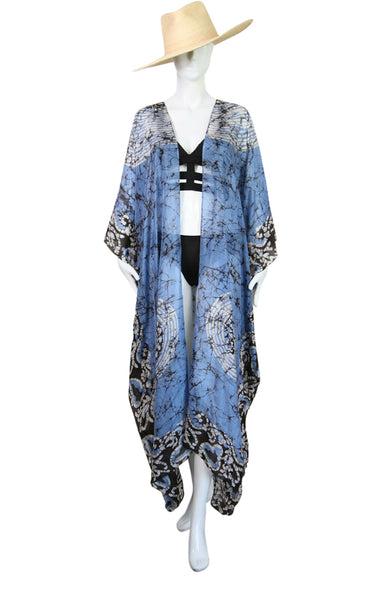 3/4 Long Open Front Silk Kaftan