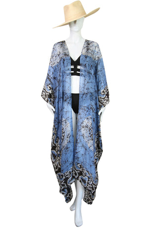 3/4 Long Open Front Silk Kaftan