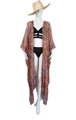 3/4 Long Open Front Silk Kaftan