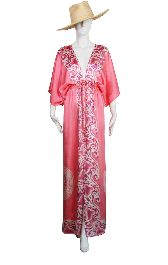 Pink Batik Robe resort wear | long beach robe