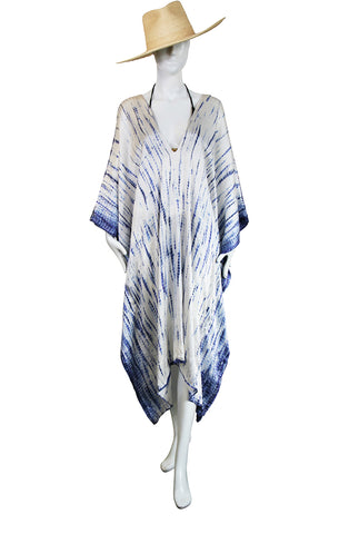 3/4 Long Silk Charmeuse V-Neck Kaftan