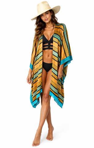 Mid Length Silk Kaftan - Desert Sunset