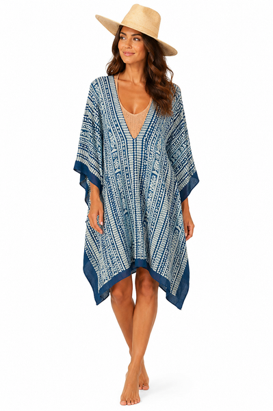 Mid Length Cotton/Silk V-Neck Kaftan