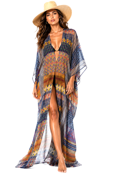 Long Open Front Kaftan - NOMADIC MOSAIC