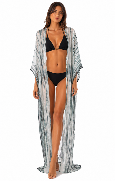 Floor Long Open Front Silk Tie Dye Kaftan