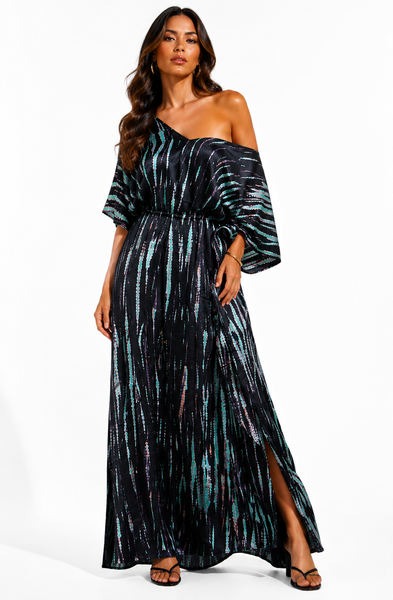 Silk Drawstring V-Neck Tunic Dress