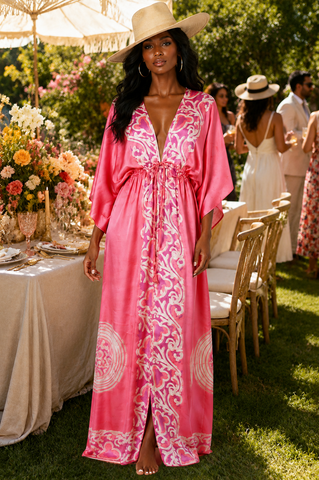 Silk Robe - Pink Batik