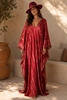 Long Silk V-neck Kaftan - Handmade Tie Dye