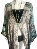 Knee Length Open Front Silk Kaftan - Multi Batik