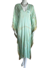 3/4 Long Silk V-Neck Kaftan - Aqua
