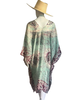 Knee Length Open Front Silk Kaftan - Aqua Batik