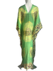 Floor Long Open Front Silk Kaftan - Green Batik