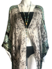 Knee Length Open Front Silk Kaftan - Multi Batik