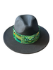 Fedora Hat - Black w Green