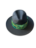Fedora Hat - Black w Green