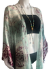 Knee Length Open Front Silk Kaftan - Aqua Batik