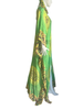 Floor Long Open Front Silk Kaftan - Green Batik