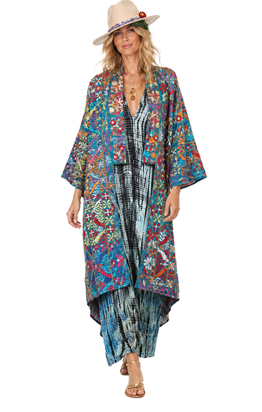 Embroidered Gypset Coat - Turquoise
