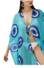 Evil Eye / Aqua  - Side Drape Kaftan