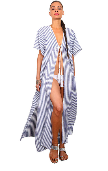 Linen - Long Open Front Kaftan