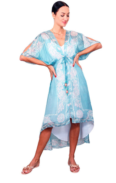 Peacock Cascade Robe - Turquoise